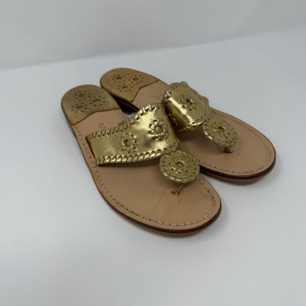 Jack Rogers Gold Leather Navajo Sandals Women’s 8